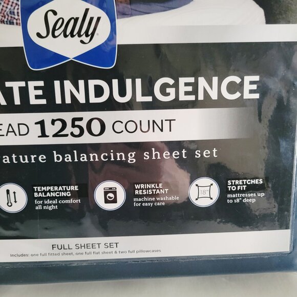 NWT Sealy Ultimate Indulgence 1250 Thread Count NAVY Bedsheet Set FULL - Picture 5 of 5
